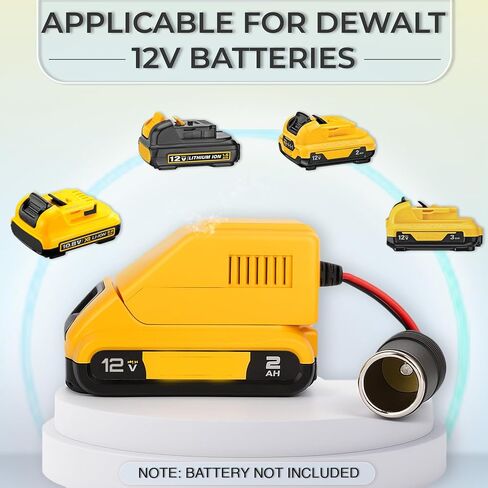 TONSIM Adapter for Dewalt 20V Battery - 20V to 12V Step Down Converter with Cigarette Lighter Interface - Power Your Car and Home Appliances with Dewalt Batteries Through Cigarette Lighter Adapter in Kuwait