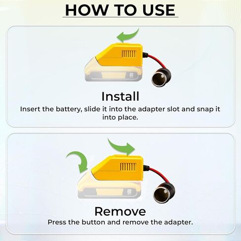 TONSIM Adapter for Dewalt 20V Battery - 20V to 12V Step Down Converter with Cigarette Lighter Interface - Power Your Car and Home Appliances with Dewalt Batteries Through Cigarette Lighter Adapter in Kuwait