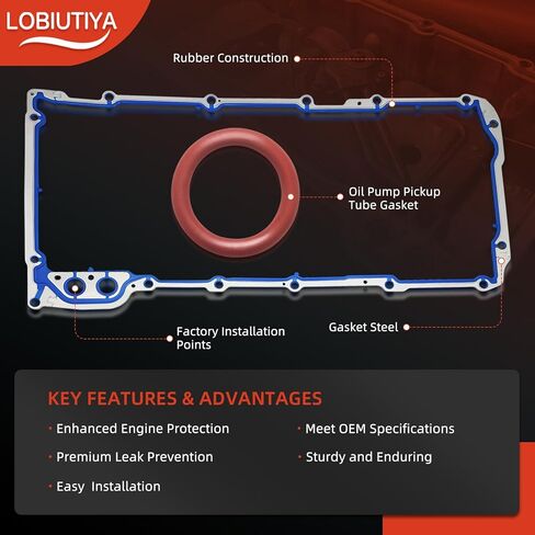 12612350 Oil Pan Gasket, OS30693R Gasket Kit Compatible with Chevy Silverado, Suburban, Tahoe, Trailblazer, GMC Sierra, Yukon, Envoy for 4.8L, 5.3L, 6.0L, 6.2L in Kuwait