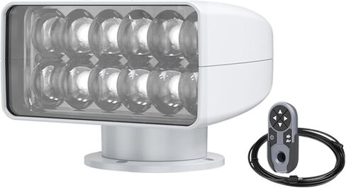 كشاف بحري LED يدور 360 درجة للتحكم عن بعد من سيفلو - 35 وات، 35000 لومن، مسافة شعاع 4000 قدم، 10-30 فولت، IP65 مقاوم للماء، شاحنة، مركبات، أضواء كاشفة للقوارب، معتمد من CE & Rohs (أسود، 5500 كلفن) in Saudi Arabia