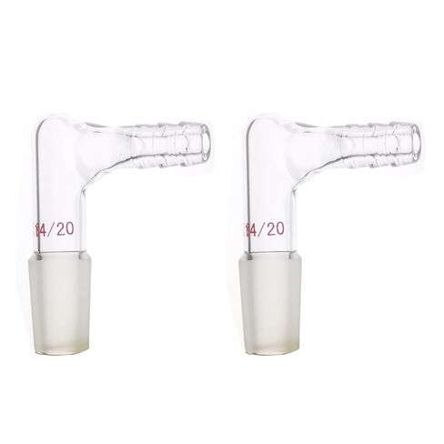 LABOY Glass Inlet Adapter, 14/20 Standard Taper Joint with 90° Side-arm 6 mm (1/4") Hose Connection, Borosilicate 3.3 Lab Glassware, Pack of 2 in Saudi Arabia