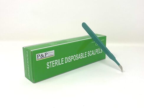 Disposable Scalpels Sterile Surgical Blade Size 12 Stainless Steel with Plastic Handle & Metric Line Individually Foil Wrapped Box of 10 (3) in Saudi Arabia