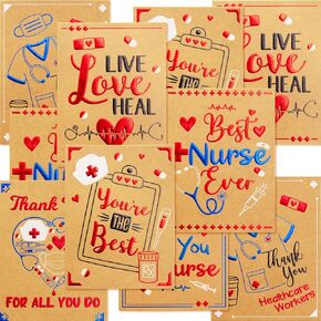 Fancy Land Nurses Week Appreciation Cards 24 Pack Kraft Thank You Cards for Nurses Healthcare Workers Foil Embossed Medical Appreciation in Kuwait