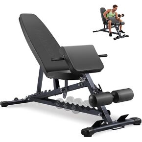 Adjustable Weight Bench with Roman Chair, Utility Workout Bench for home gym 1000 LBS MAX Incline/Decline/Sit Up Bench Press Exercise Equipment 75°to -20°FID Strength Training in Saudi Arabia
