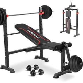 750LBS Adjustable Weight Bench Set for Full Body Workout, Foldable Bench Press with Leg Curl/Extension, Standard Workout Bench Set for US Home Gym in Saudi Arabia