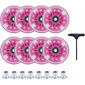 8 Pack Light Up Inline Skate Wheels 64/70/72/76/80mm - 85A PU Flashing Wheels with ABEC-9 Bearings & Spacers, Indoor Outdoor Replacement Wheels for Kids Youth Adults (black, 72mm) in Kuwait