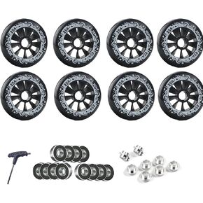 8 Pack Inline Skate Wheels 90mm 100mm 110mm Inline Wheels Replacement with ABEC-9 Bearings 85A Hardness Increased Speed and High-Grip Performance in Saudi Arabia