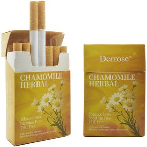 Derrose® Chamomile Herbal Sticks,Herbal Cigarettes,Nicotine Free and Tobacco Free,Help Stop Smoking,Better Effect When Used with Nicotine Patches,Smoking Cessation Products,2packs-40 Sticks in Kuwait