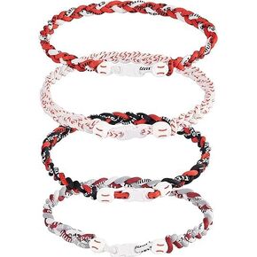 JEANUE 4 Pieces Baseball Necklaces for Boys,Three Braided Rope Tornado Sports Titanium Necklaces,Baseball Accessories Drip in Saudi Arabia