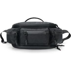 reeyee N10 Utility Cycling Waist Pack, 6.5L Expandable Motorcycle Hip Bag, 840D CORDURA Water-Resistant Sling Bag with Quick-Release Magnetic Buckle & Reflective Zipper for Hiking, Commuting - Black in Kuwait