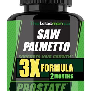 3X Formula Natural Prostate Health Supplements for Men - Saw Palmetto Reduce Nighttime Bathroom Trips + Hair Growth/Hair Loss Prevention, 2-Mons (60 Count (Pack of 1)) in Saudi Arabia