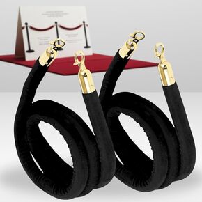 4 PCS Black Velvet Rope - 5 Ft Black Velvet Rope for Parties Crowd Queue Line for Safe Control Hanging Stanchion Tape for Ceremonies in Saudi Arabia