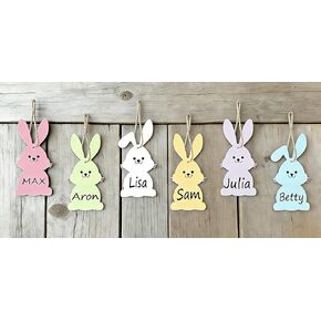 12PCS Wooden Easter Basket Name Tags - DIY Unfinished Blank Wooden Basket Tags with String, Cute Easter Decorations for Kids, Easter Party Favors, Easter Basket Name Tags, Spring Party Decor in Kuwait