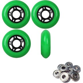 Player's Choice Outdoor Inline Skate Wheels 89a 4-Pack with ABEC 9 Bearings - Choose Size and Color - Outside Formula for Concrete and Asphalt Skating in Kuwait