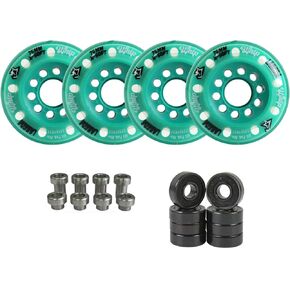 عجلات الهوكي من Labeda Whips Roller - عبوة من 4 قطع باللون الوردي - ناعمة جدًا - اختر الحجم - تتضمن فواصل Evo ومحامل سيراميك هجينة Amp in Kuwait