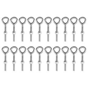 20 Pcs M5 Eye Bolt with Nuts and Washers 304 Stainless Steel Threaded Rod Heavy Duty Marine Grade Eyelet Bolt Screw for Swing Hang Tie Down Outdoor Securing Cable, Circle in Saudi Arabia