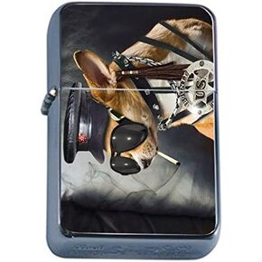 Flip Top Oil Lighter Funny Smoking Animal S1 Dog Smoking Includes Silver Case in Kuwait