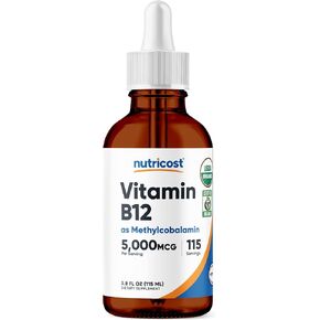 Nutricost Organic Vitamin B12 (Methylcobalamin) Liquid Drops (5,000mcg) 3.8 Fl. Oz - USDA Organic, OTCO Certified, Vegetarian-Friendly, GMO-Free, Gluten-Free, 115 Servings in Kuwait