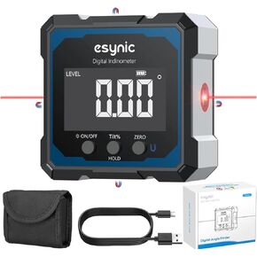 eSynic High Precision Digital Angle Finder with Laser-USB-C Rechargeable-4 Sides Magnetic Digital Angle Gauge-Rugged Aluminum Alloy Frame-for Construction (Laser Level: Class II Output: 0.51mW) in Kuwait