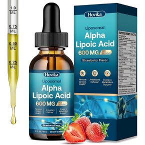 Liposomal Alpha Lipoic Acid Liquid Drops 600mg - Neuropathy Supplements Liquid for Nerve, Energy & Metabolic Support with Benfotiamine, Turmeric, Selenium & C, E & B12, Strawberry 2 Fl Oz in Kuwait