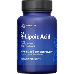 Geronova Research Bio-Enhanced R-Lipoic Acid, 115 mg Capsules - 4 Month Supply - Stabilized R Alpha Lipoic Acid Supplement with Enhanced Absorption - 120 Count in Kuwait