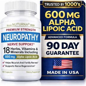 Neuropathy Nerve Support Supplement with 600 mg Pure Alpha Lipoic Acid - Maximum Strength Formula for Fingers, Hands, Toes, & Feet - 120 Capsules in Kuwait