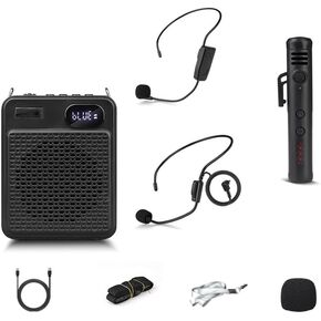 Wireless Voice Amplifier with Microphone Headset, 25W Portable PA System with Bluetooth, Support TF Card for Teachers, Tour Guides, Coaching, Sales and Outdoor Speaking in Kuwait
