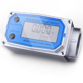 Flow Meter 3/4 Inche Digital Turbine Fuel Meter - Flowmeter Auto On & Off Industry Grade Aluminum Alloy - for Water, Diesel, Gasoline Supports Gallon, QTS, PTS, L, m³ (3/4 inch) in Kuwait