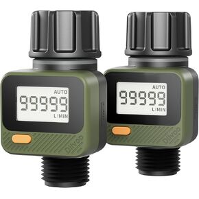 Diivoo Water Flow Meter with 180° Removable Panel, 4 Measure Modes, ±5% High Accuracy and IP54, Measure Gallon/Liter Consumption and Flow Rate for Garden Hose Watering, RV Water Tank Filling 2 Pack in Kuwait