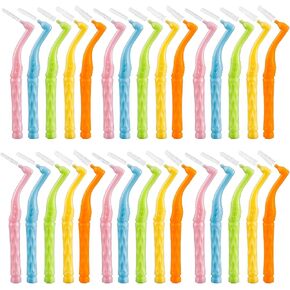 50PCS L-Shaped Interdental Brushes Braces Toothbrush Short Handle,5 Different Sizes Dental Floss Brush Angled Interdental Toothpick in Kuwait