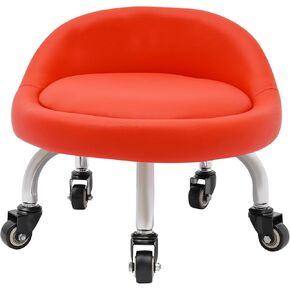 مقعد منخفض مع ظهر، مقعد دوار منخفض الارتفاع مع مسند ظهر وعجلات - كرسي دوار من جلد البولي يوريثان للجراج والمتجر والمكتب والمنزل والمكتبة (أحمر) in Kuwait