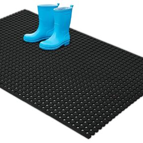 jxgzyy Commercial Rubber Floor Mat, 3 x 5 Anti Fatigue Non-Slip Drainage Mat for Entrance, Restaurant, Industrial Pool, Bar, Garden, Wet Areas, Black in Kuwait