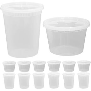 HOMSFOU Disposable Soup Cups and Takeout Bowls 16oz 32oz Leakproof Food Containers with Lids for Hot and Cold Soups, Beverages, Meal Prep, 50pcs Set in Kuwait