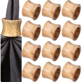 ALPHA Living HOME Set of 12 Decorative Wooden Napkin Rings - Handcrafted Three Ring Napkin Holder for Tabletop Decor for Elegant Dining, Weddings, Parties, Home, Gifting, Everyday Use (Brown) in Kuwait