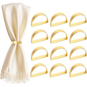 حلقات مناديل ذهبية، مجموعة من 12 حلقة مناديل عيد الشكر، ديكور طاولة فولاذي مطلي بالنيكل لحفلات المهرجانات - شكل حدوة حصان in Kuwait