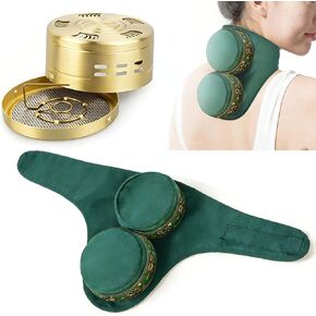 صندوق الكى بدون دخان - موكسا نحاسي محمول مع حقيبة عازلة للحرارة. أداة علاج Moxa Ai Jiu الاحترافية لتخفيف آلام الرقبة والكتف والساق الخلفية وإزالة الرطوبة والرطوبة in Kuwait