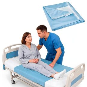 ملاءات منزلقة للمريض من AMZ Medical Supply، مقاس 40 × 72 بوصة، وجه مزيج من القطن/البوليستر، عكس البوليستر، أزرق، عبوة من 12 قطعة، ملاءة منزلقة لسهولة نقل المرضى in Kuwait