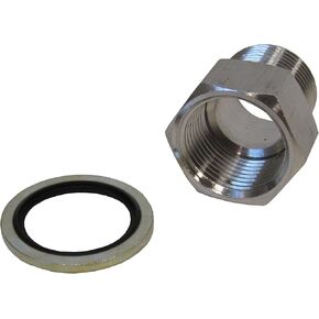 محول من الفولاذ المقاوم للصدأ، 3/4 بوصة NPT أنثى إلى 3/4 بوصة BSPP ذكر مع غسالة مانعة للتسرب - 304 SS، أقصى ضغط 3700 رطل لكل بوصة مربعة، مثالي لتطبيقات الهواء والماء in Kuwait