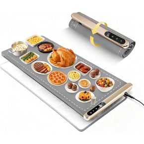 بساط تدفئة الطعام من الجرافين مقاس كبير جدًا 43 بوصة × 16 بوصة مع وسادة عازلة للسطح، صينية تدفئة كهربائية بقدرة 560 وات للبوفيه، جهاز تسخين الطعام للحفلات والتجمعات، 6 مستويات حرارة و6 مؤقت، رمادي ذهبي in Kuwait