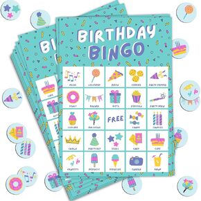 Markt Birthday Party Games for Kids, Birthday Bingo Game, Kids Party Games, Kid Bingo Game Decorations, Activities and Supplies for Girls or Boys (Multi-Color Pack) in Kuwait