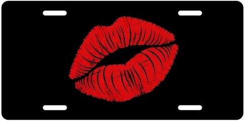 Red Lips Decorative License Plate, Vanity Tag, Metal License Plate, Aluminum Novelty License Plate Home Decor for Men/Women/Boy/Girls 6 X 12 Inch (4 Holes) in Saudi Arabia