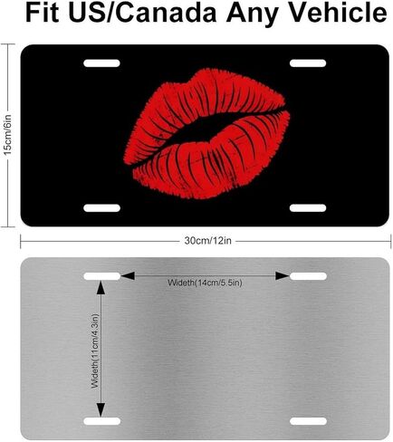 Red Lips Decorative License Plate, Vanity Tag, Metal License Plate, Aluminum Novelty License Plate Home Decor for Men/Women/Boy/Girls 6 X 12 Inch (4 Holes) in Saudi Arabia
