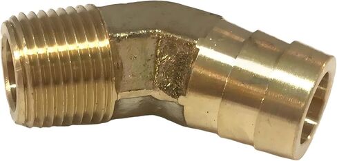 5/8 خرطوم BARB × 3/8 ذكر NPT كوع نحاسي 45 درجة خيط تركيب الأنابيب - لوقود الغاز - الحد الأقصى للضغط 150 رطل لكل بوصة مربعة - تقييمات درجة الحرارة من -40 فهرنهايت إلى 160 فهرنهايت - استبدال خرطوم محول ذكر صلب in Kuwait