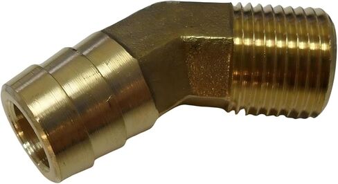 5/8 خرطوم BARB × 3/8 ذكر NPT كوع نحاسي 45 درجة خيط تركيب الأنابيب - لوقود الغاز - الحد الأقصى للضغط 150 رطل لكل بوصة مربعة - تقييمات درجة الحرارة من -40 فهرنهايت إلى 160 فهرنهايت - استبدال خرطوم محول ذكر صلب in Kuwait