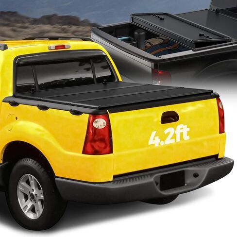 سلالة السيارات الناعمة Tri-Fold Bed Tonneau غطاء متوافق مع 2001-2005 Ford Explorer Sport TRAC 4.2 قدم/50 بوصة قصيرة ، أسود غير لامع فينيل ناعم. in Kuwait