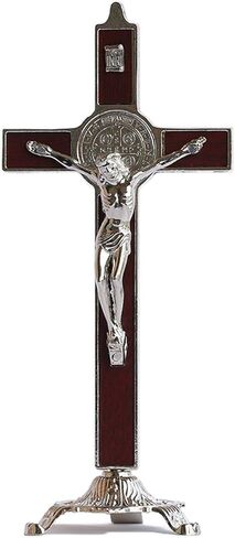 Calculs Metal Jesus Crucifix Table Cross - Catholic Table Cross With Stand For Christian Prayers Jerusalem Home Decor 8" Gold in Kuwait