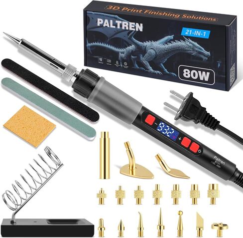 21-in-1 3D Printer Smoothing Tool Kit, 80W LED Digital Adjustable Temperature Soldering Welding Iron Kit with Insert Brass Heatset Nuts & Soldering Tips, Fast Heating 3D Printing Modify Finishing Tool in Saudi Arabia