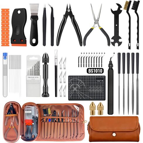 مجموعة أدوات طابعة ثلاثية الأبعاد مكونة من 66 قطعة مع حقيبة تخزين، وملحقات الكل في واحد لطابعات FDM/SLA - أداة إزالة الأزيز، وكاشطات، ومبردات معدنية، وفرش، ومثقاب يدوي، وملاقط والمزيد، لمختبر بامبو، وإندر 3، وكبرا in Kuwait