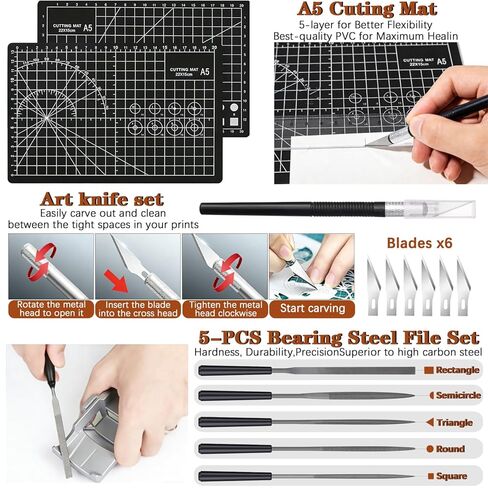 مجموعة أدوات طابعة ثلاثية الأبعاد مكونة من 66 قطعة مع حقيبة تخزين، وملحقات الكل في واحد لطابعات FDM/SLA - أداة إزالة الأزيز، وكاشطات، ومبردات معدنية، وفرش، ومثقاب يدوي، وملاقط والمزيد، لمختبر بامبو، وإندر 3، وكبرا in Kuwait