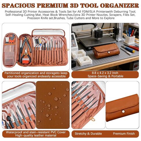 مجموعة أدوات طابعة ثلاثية الأبعاد مكونة من 66 قطعة مع حقيبة تخزين، وملحقات الكل في واحد لطابعات FDM/SLA - أداة إزالة الأزيز، وكاشطات، ومبردات معدنية، وفرش، ومثقاب يدوي، وملاقط والمزيد، لمختبر بامبو، وإندر 3، وكبرا in Kuwait